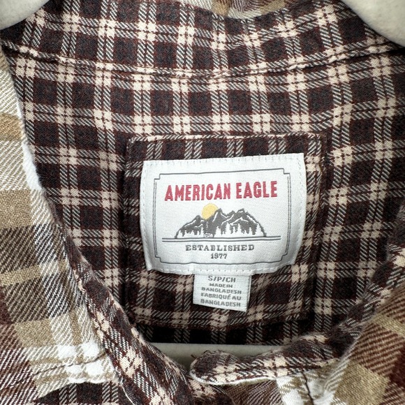 American Eagle Outfitters Plaid Patchwork Long‎ Sleeve Button Up Women Small - Picture 4 of 9
